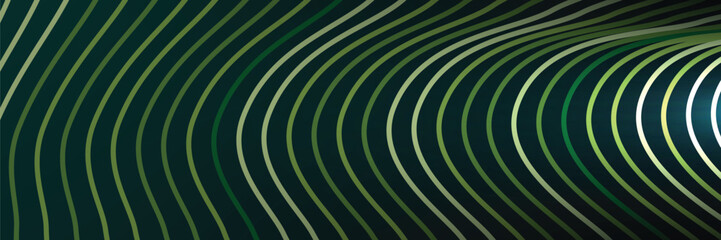 Abstract green curved lines tunnel background design