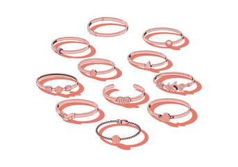 Jewelry Vector Pack Rings, Bracelets, Bangles  Get this versatile jewelry vector set with rings, bracelets, and bangles. Perfect for fashion design, branding, and more. formats