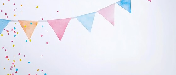 Colorful celebration scene with decorative bunting and vibrant confetti background : Generative AI