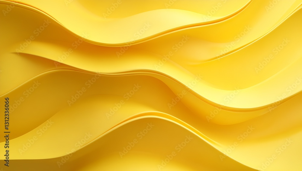 Poster Vibrant yellow waves of smooth material creating a dynamic and modern abstract background design : Generative AI