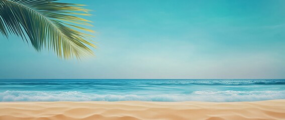 Relaxing Beach Scene Coastal Paradise Digital Art Serene Environment Panoramic View Tranquility and Escape