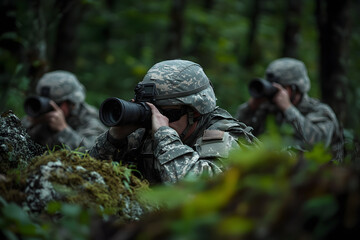 Tactical Forest Maneuvers: Soldiers Utilizing Natural Terrain for Strategic Defense and Ambush