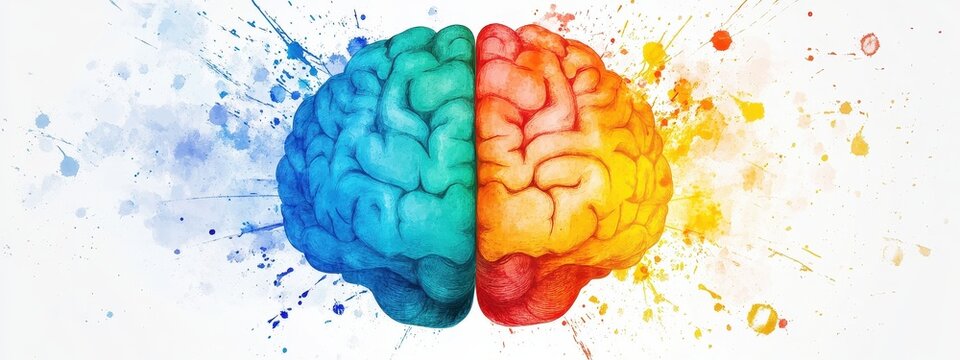 brain right left science concept art creative mind psychology logic. think brain right left knowledge background emotion business abstract human intelligence education idea design graphic analytical