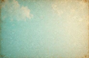 Retro sky pattern on old paper texture with grunge design. Vintage cloud background in blue, beige tones. Aged antique postcard style textured surface. Abstract illustration wallpaper with sky