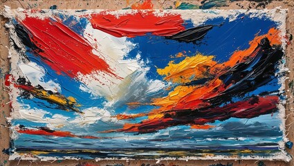 An intense and dynamic sky with fiery colors conveying emotion.