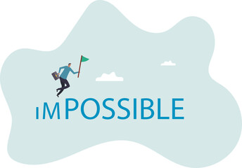 Make impossible success possible, optimistic or creativity to help achieve business goal, challenge to solve hard problem.business concept.flat character.