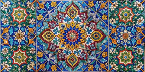 Oriental Mosaic Tile Wallpaper, Arts & Crafts Background, Surreal Photography, Room Decor