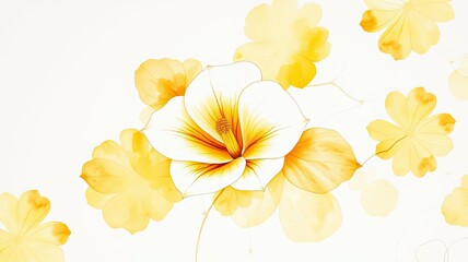 Obraz premium Elegant Yellow Floral Design Watercolor Flower Art Botanical Illustration White Background