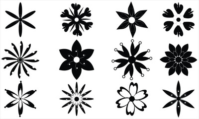 set of black and white flowers