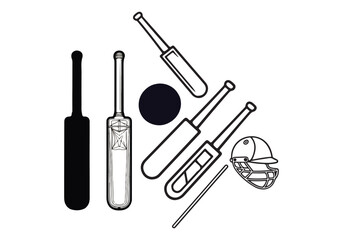 Cricket Gear Vectors Sports Equipment Illustrations