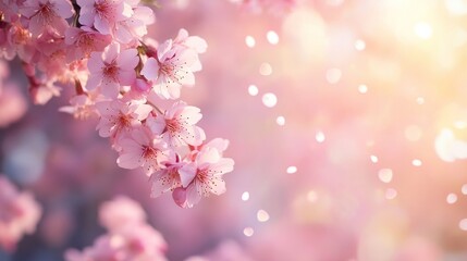 Cherry blossoms in full bloom, delicate pink petals falling gently generative ai