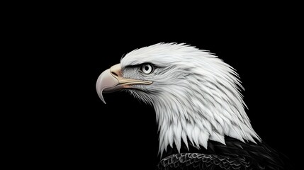 Obraz premium Majestic Bald Eagle Profile Against Black Background