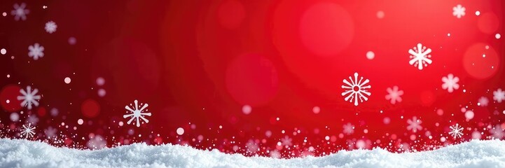 Snowflakes falling on a red white christmas background, frozen, texture