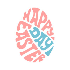 Text in egg shape. Happy Easter day