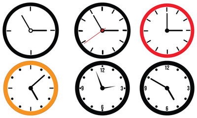 set of clocks is isolated on a white background