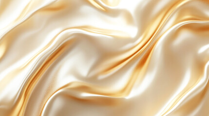 Fototapeta premium Luxurious golden silk fabric with soft and shiny waves