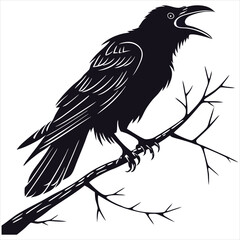 silhouette crow image on white background 
