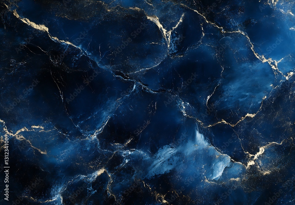 Aufkleber Captivating dark blue abstract surface with golden veins creating a luxurious artistic appearance : Generative AI