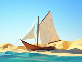Fototapeta premium Low Poly Sailboat