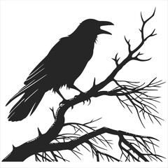 silhouette crow image on white background 