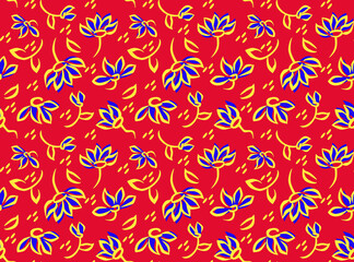Red Floral Seamless Repeat Pattern