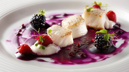 Gourmet Scallops with Blackberry Sauce and Berries