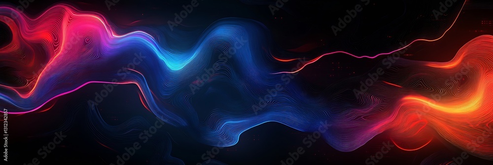 Poster Flowing waves of color creating an abstract design that captivates and enchants viewers with vibrant tones : Generative AI