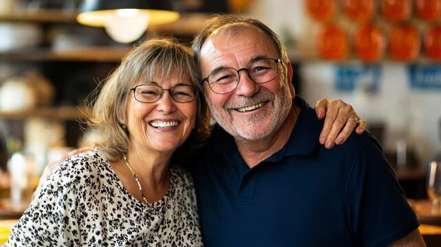 Warm Embrace: A Smiling Senior Couple Sharing a Joyful Moment Together for International Day of Older People, National Senior Citizens Day, National Seniors Day.