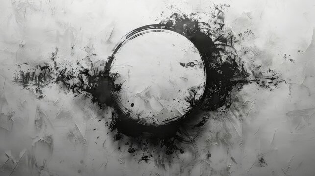 Monochrome backdrop, tiny central paint circle