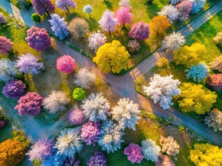 Pastel Spring Blossom Drone Photography: Abstract Floral Background