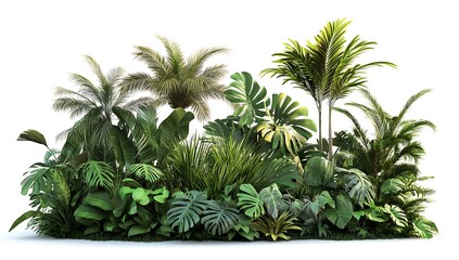 Obraz premium Lush tropical garden with a variety of palm and leafy plants creating a vibrant natural setting : Generative AI