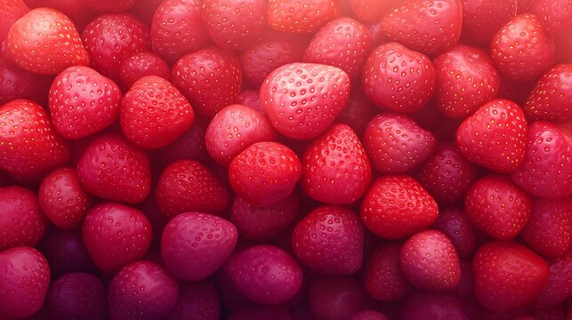 Ripe strawberries fill space; gradient hue creates a background, ideal food blog header