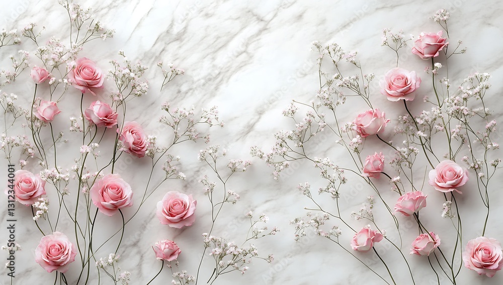 Aufkleber charming display of pink roses intertwined with greenery creating a romantic floral composition on m