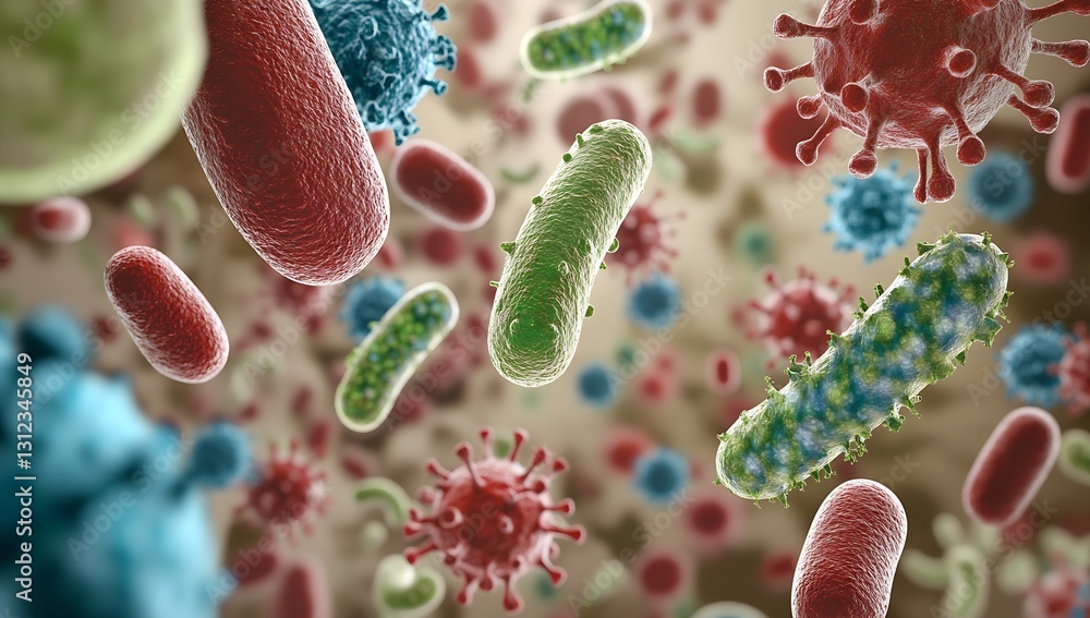 Aufkleber intricate visualization of bacteria and viruses captured in detail showcasing the microscopic world 