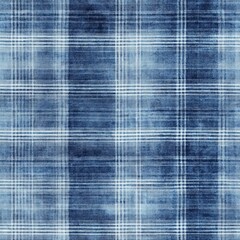 Blue and white plaid pattern with crosshatched design in varied shades