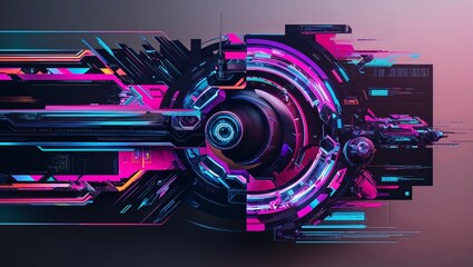 An energetic digital composition with bold shapes and bright hues.