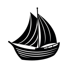Black Vector Silhouette of Scow Boat
