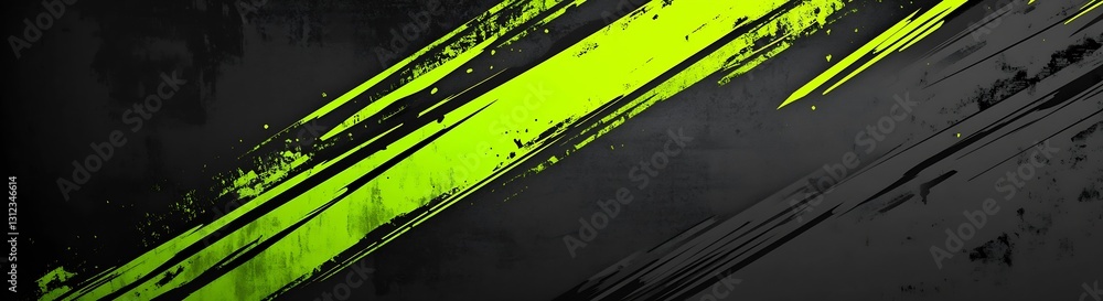 Fototapete Dynamic green splash on a dark background creating an energetic feeling in abstract design : Generative AI