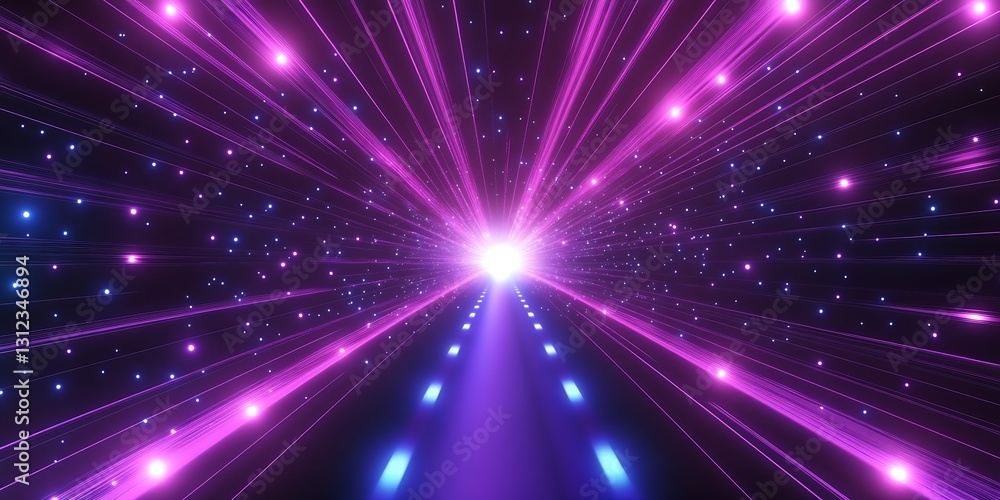 Poster an eye-catching digital artwork showcasing light rays expanding in various directions with vivid col