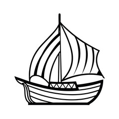 Stylish Scow Boat Line Art Illustration for Media
