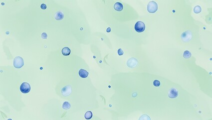 A gentle abstract watercolor design featuring soft blue dots.