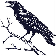 silhouette crow image on white background 