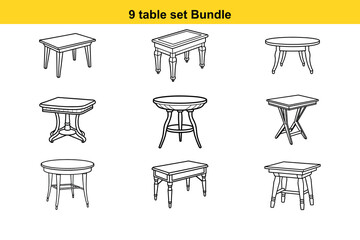 9 Vintage-Style Table Set Illustrations for Interior Design