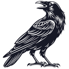 silhouette crow image on white background 