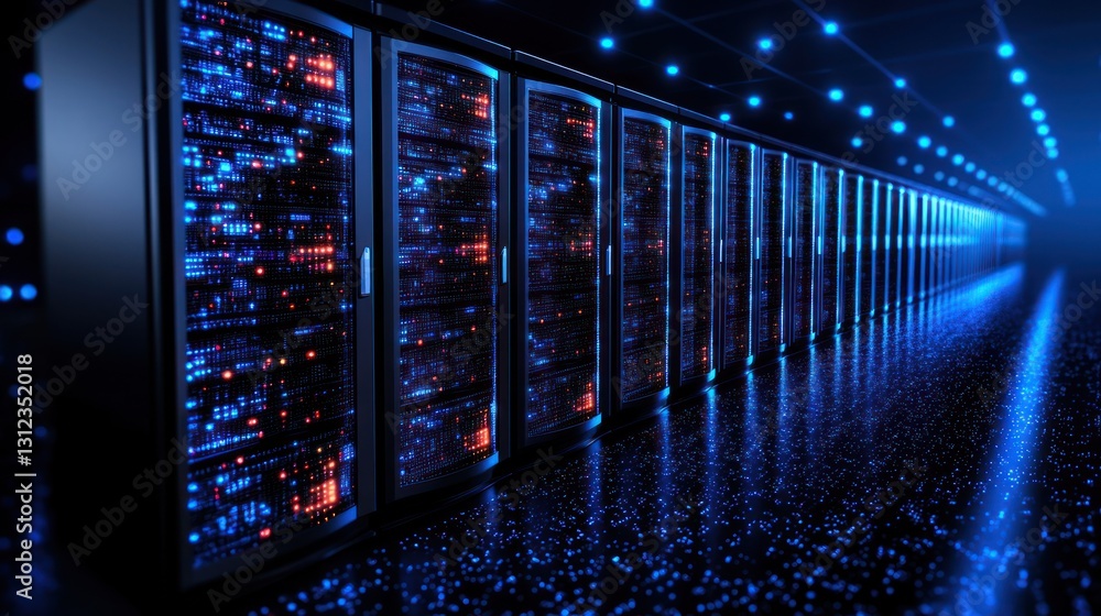 Aufkleber illuminated data center: a glimpse into the digital core