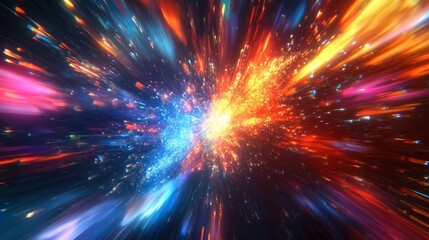 Naklejka premium Colorful, detailed, high contrast fractal light explosion. generative ai