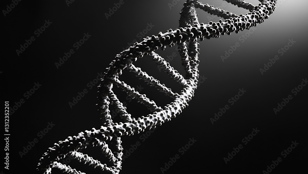 Poster detailed close up view of a double helix dna structure showcasing its complexity and beauty in monoc