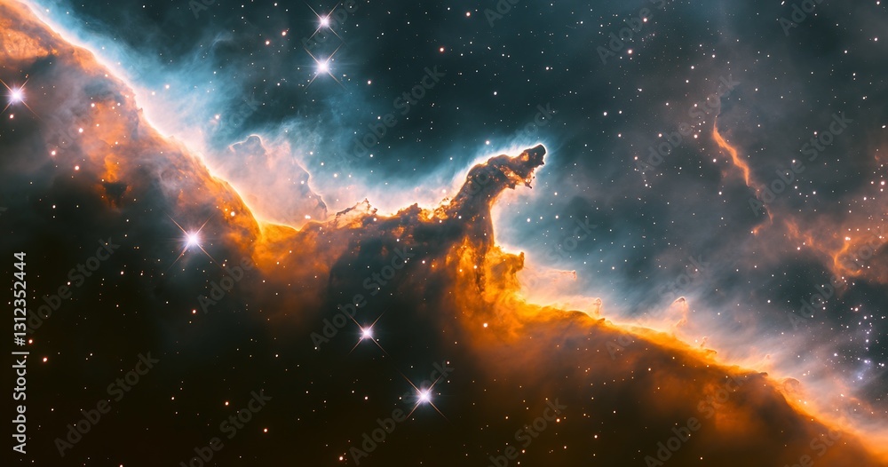 Aufkleber stunning cosmic nebula with vibrant colors and twinkling stars captured in deep space : generative a