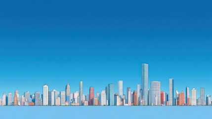 Fototapeta premium Stunning Skyline Panorama: A Cityscape Under a Clear Blue Sky