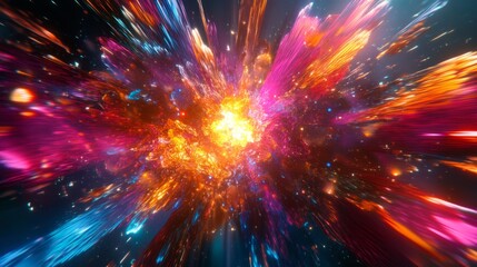 Fototapeta premium Colorful, detailed, high contrast fractal light explosion. generative ai